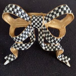 One Mackenzie Childs Napkin Ring  Bow Checks NEW WITH TAGS